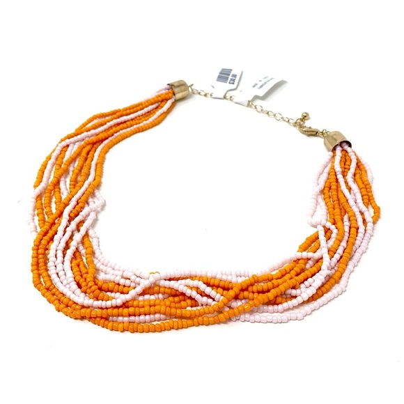 NWT Free People Santa Fe Beaded Choker Orange Pink Necklace - Picture 6 of 9